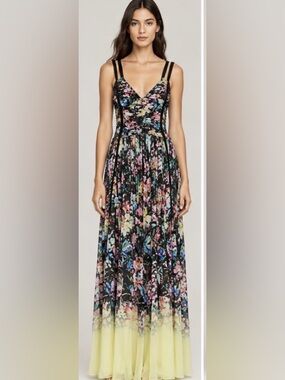 3.1 Phillip Lim NWT Flowerworks Chiffon Degrade Ruched Dress Size 0 Black/Multi